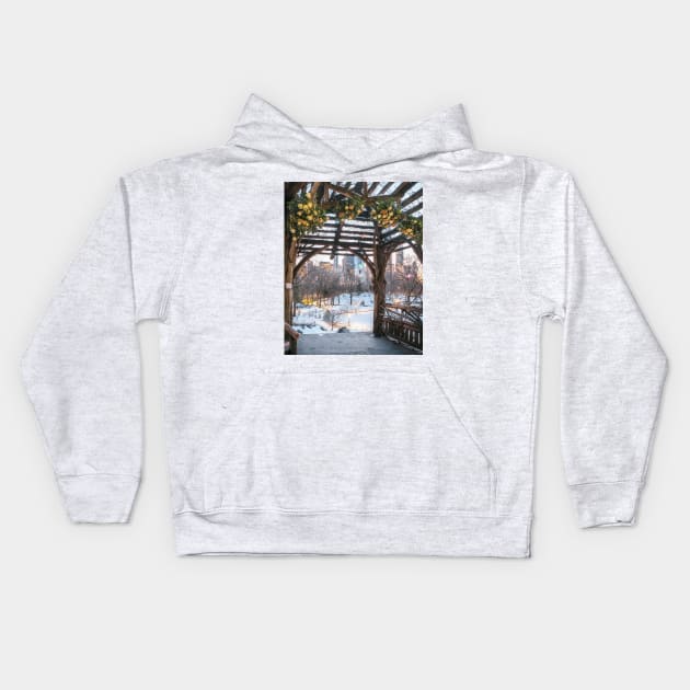 Central Park Winter Kids Hoodie by igjustin